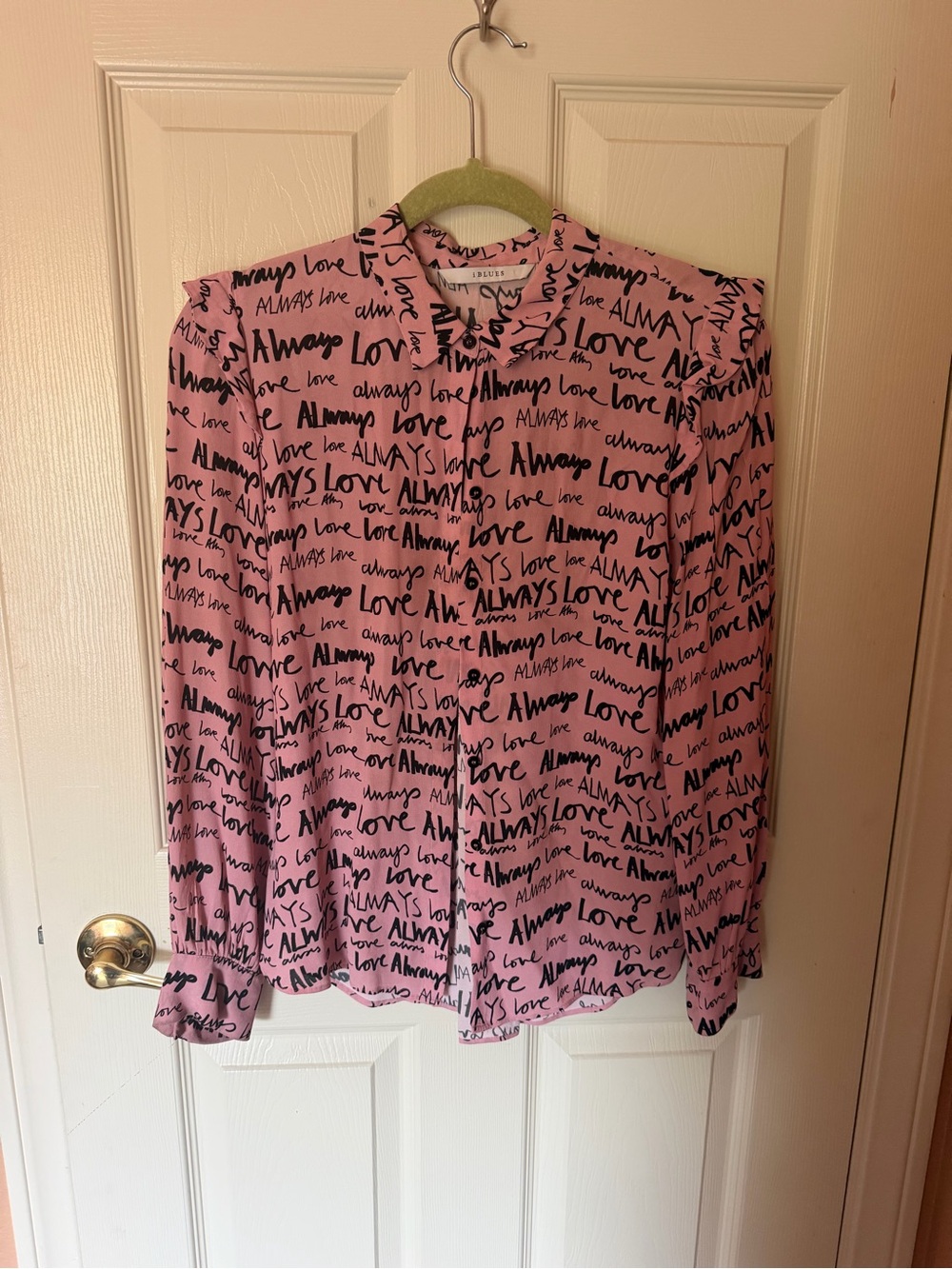 Pink Script-Print Blouse - Brand